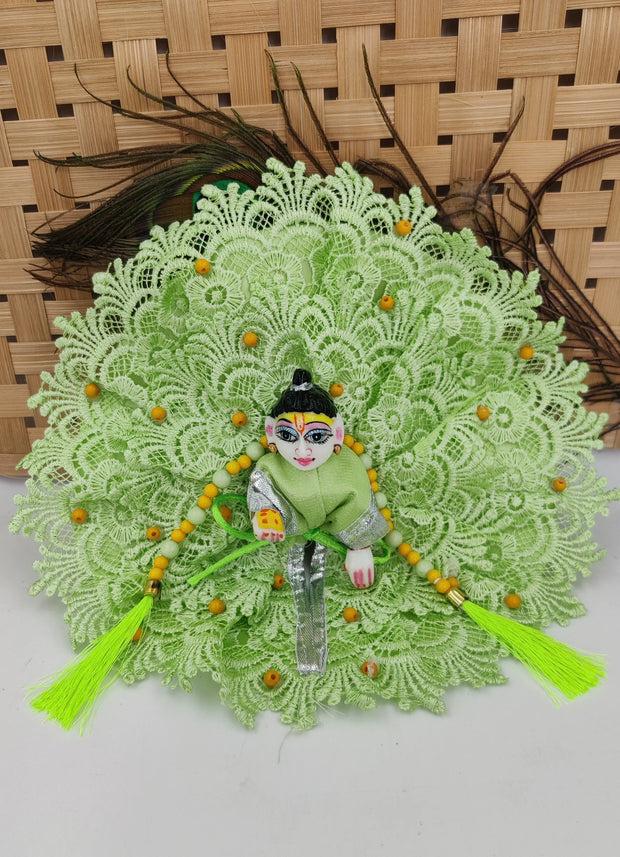 Moti net heavy green summer dress for laddu gopal ji