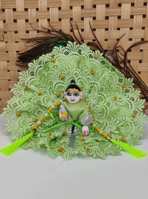 Moti net heavy green summer dress for laddu gopal ji