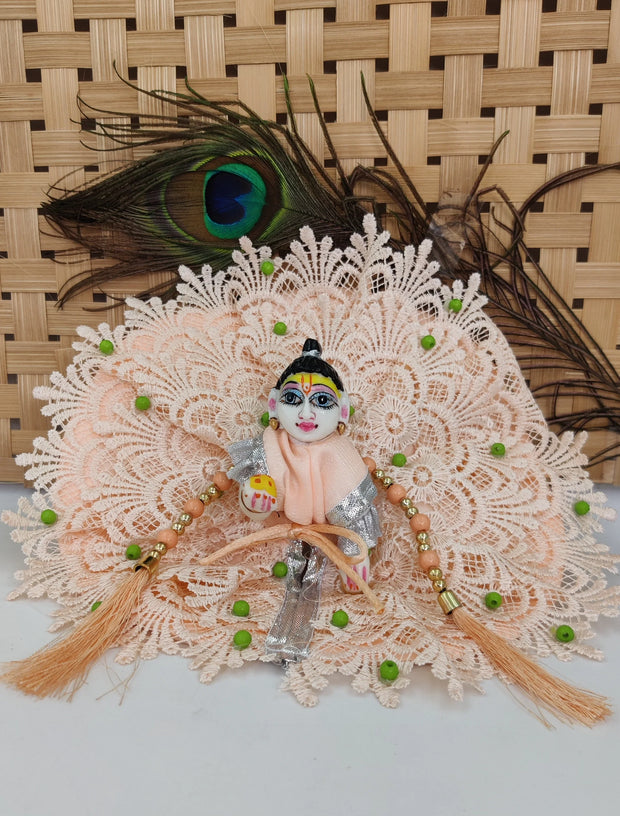 Moti net heavy orange summer dress for laddu gopal ji