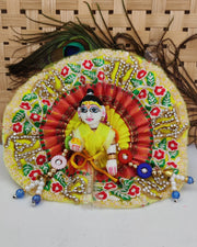 Radhe work heavy yellow dress with patka for laddu gopal ji