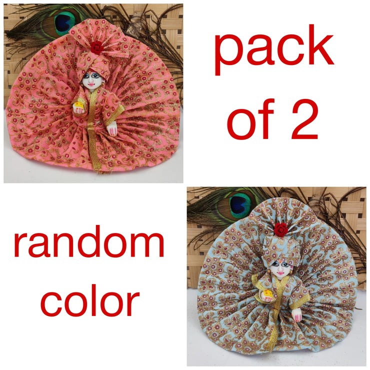 Shining silk cotton summer dress with pagdi for laddu gopal ji (pack of 2) [Random color]