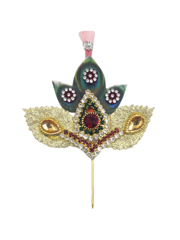 Pearl Morpankh Kalangi with Attached Pin for Laddu Gopal, Krishna ji Mukut & Pagdi Use