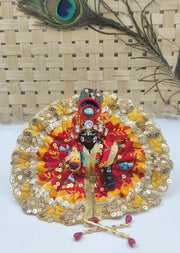 Heavy new bhandej summer dress with morpakh pagadi for laddu gopal ji