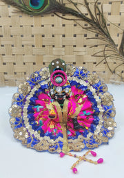 Heavy new bhandej summer dress with morpakh pagadi for laddu gopal ji