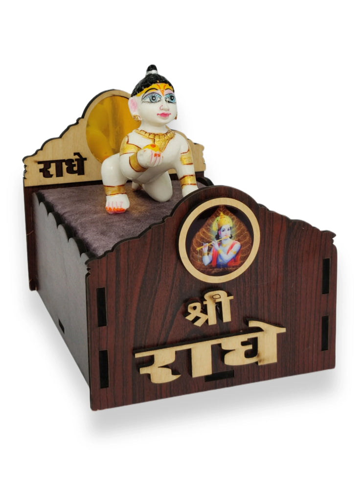 mirror and sticker unique design bed for laddu gopal ji