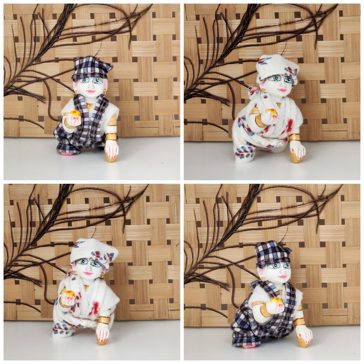 Laddu gopal jump suit for winter pack of 6 (RANDOM PRINT AND COLOUR)