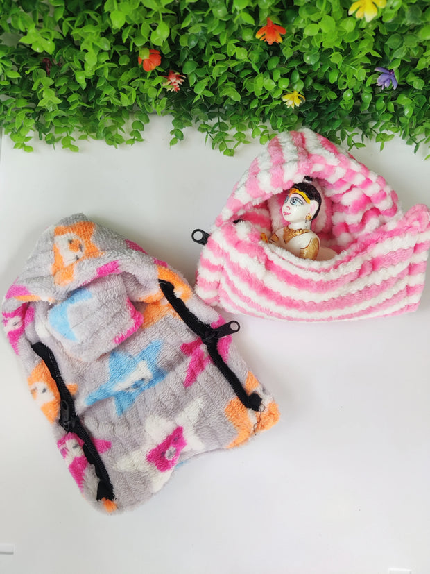 Laddu gopal chain blanket for winter pack of 2 (RANDOM PRINT AND COLOUR)