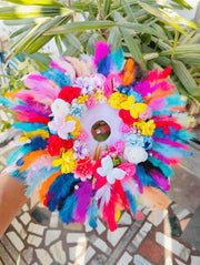 White Base with Multi Flower combination dress for laddu ji 