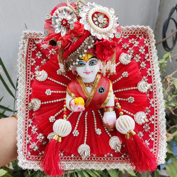 Luxury Heavy Square Dress for Laddu Gopal Ji with Pagdi and Choli