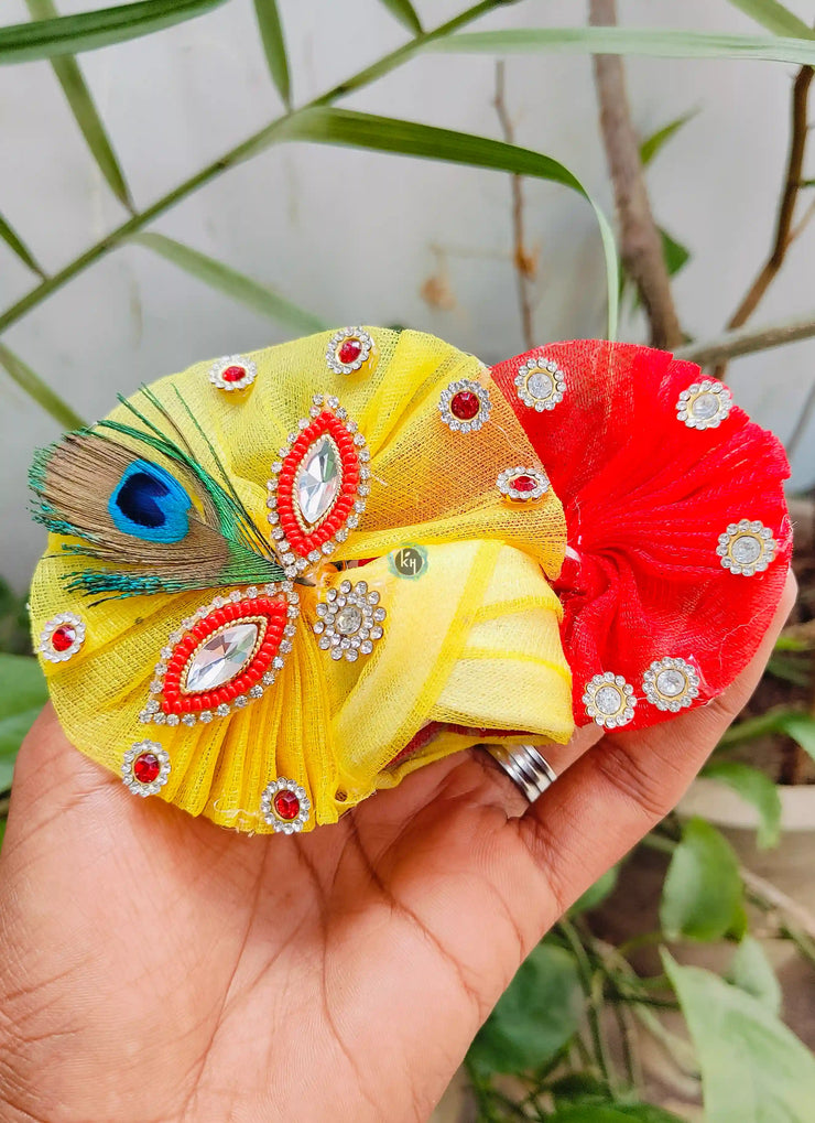 Janmashtami special bhandej patti mor pankh heavy dress for laddu gopal with pagdi and choli