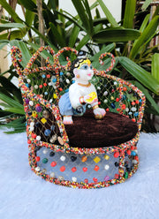 Multi Pearls net sofa unique design for laddu gopal ji