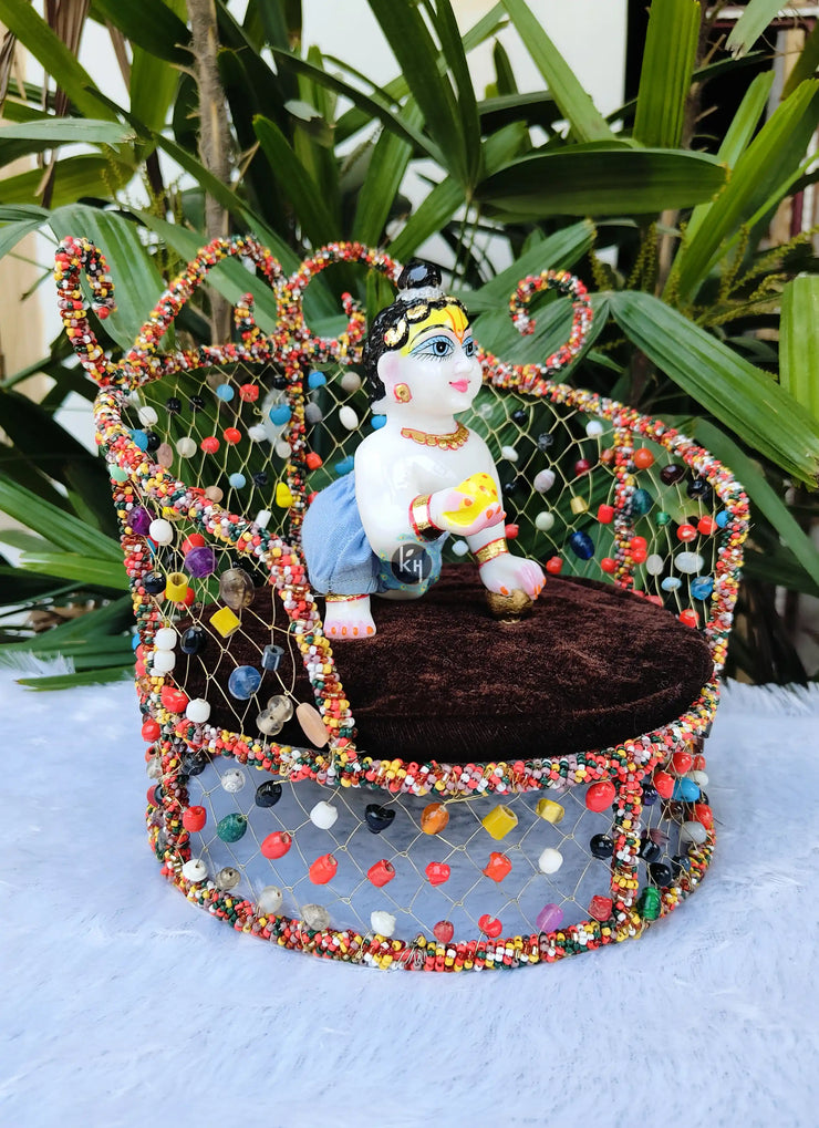 Multi Pearls net sofa unique design for laddu gopal ji