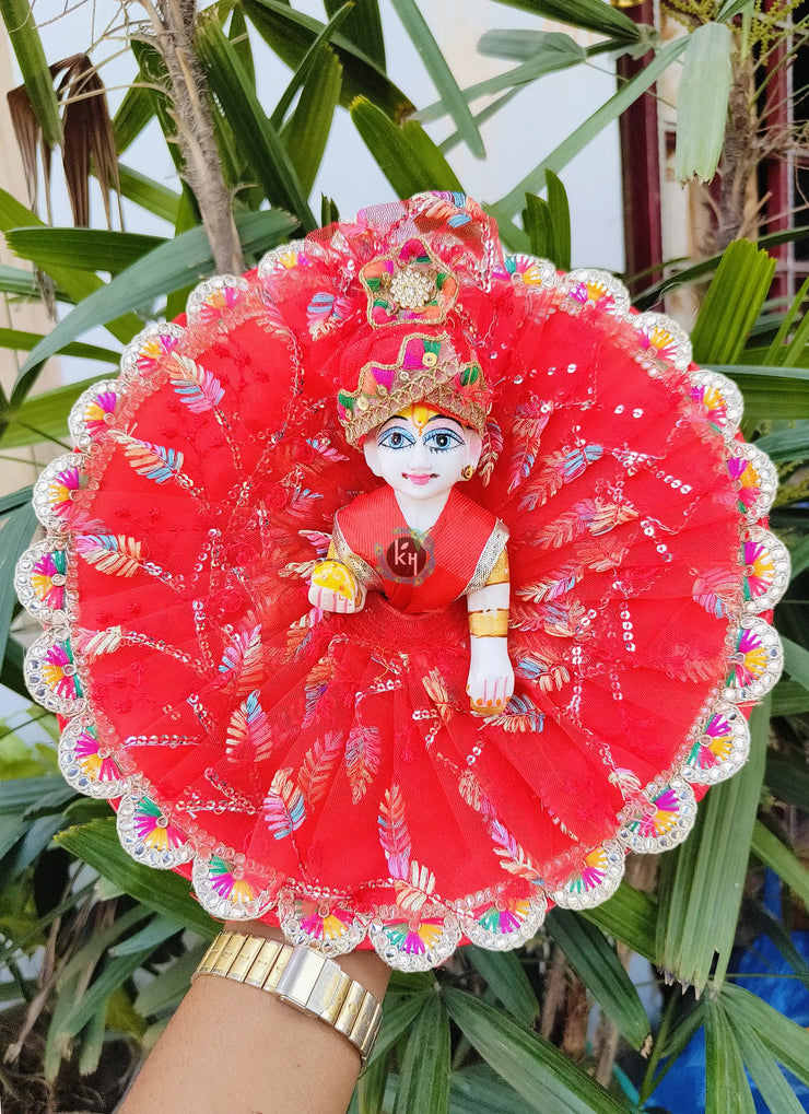 Summer lace red dress for laddu ji 