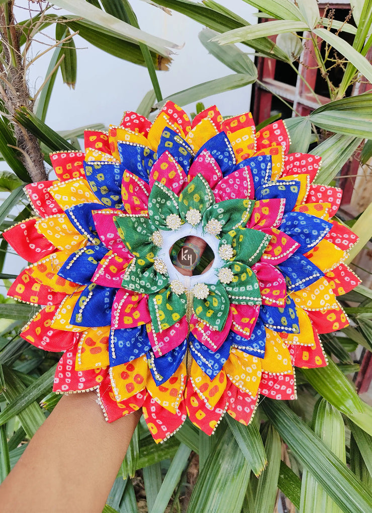 Bandhej full patti dress for laddu gopal with pagdi and choli