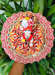 Bandhej lace designer  dress for laddu gopal with pagdi and choli