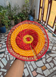 Heavy multi color laddu gopal bhandej dress with pagdi
