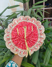 Heavy red color bhandej dress for laddu gopal ji with pagdi