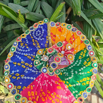 Heavy multi color bhandej dress for laddu gopal ji with pagdi and choli
