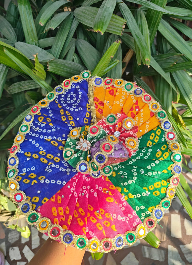 Heavy multi color bhandej dress for laddu gopal ji with pagdi and choli