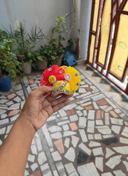 Heavy multi color laddu gopal bhandej dress with pagdi