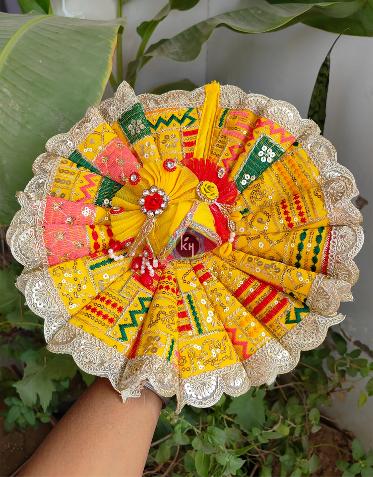 Sequin fabric pretty color poshak for laddu gopal ji with pagdi and choli