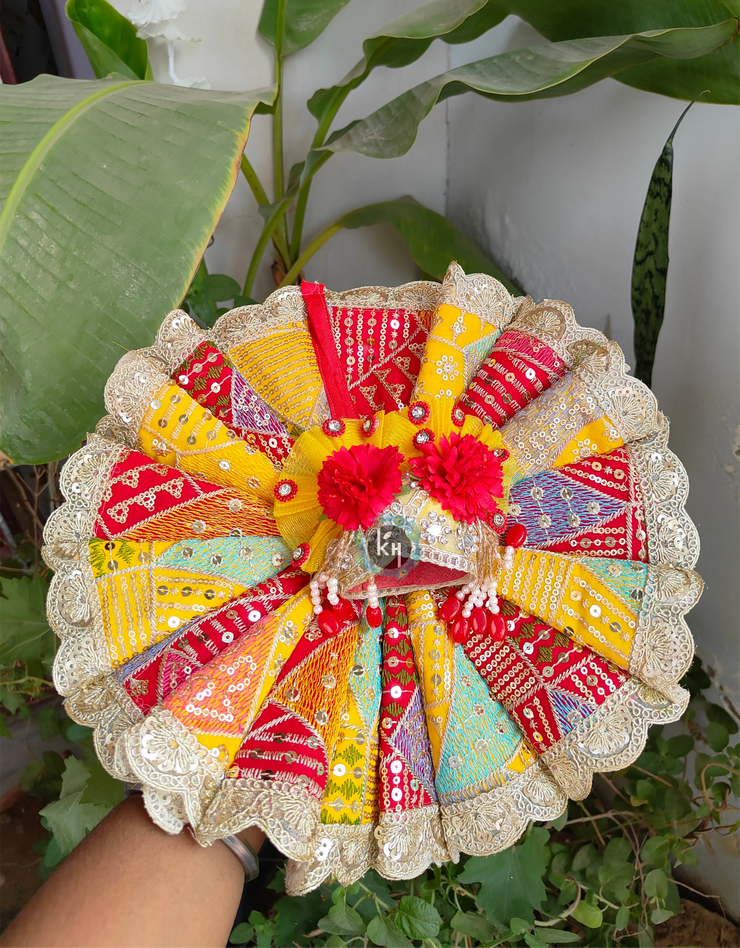 Sequin fabric pretty color poshak for laddu gopal ji with pagdi and choli