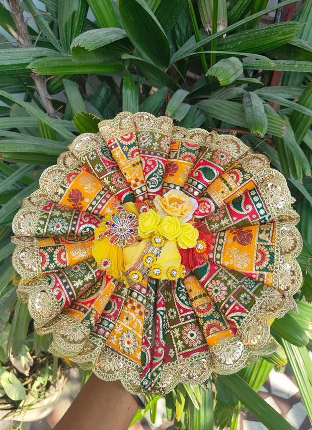 Brocade fabric pretty color poshak for laddu gopal ji with pagdi and choli