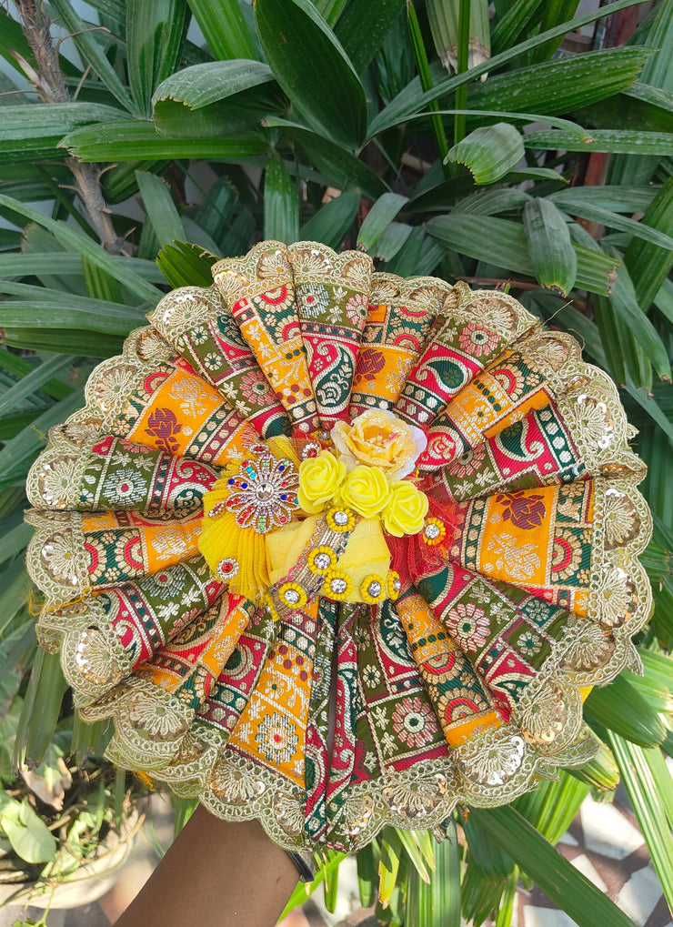 Brocade fabric pretty color poshak for laddu gopal ji with pagdi and choli
