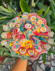 Diwali special shubh laabh cone and light dress for laddu gopal ji with pagdi and choli