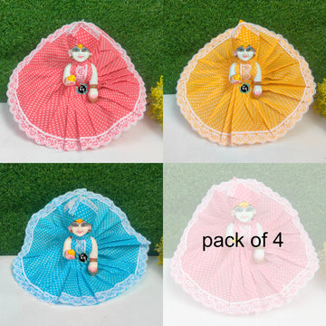 Summer dot print cotton lace dress for laddu gopal ji pack of 4