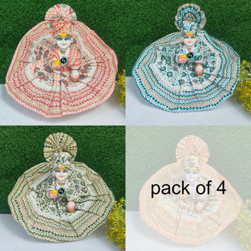 Summer special double shade cotton dress for laddu gopal ji with pagadi (pack of 4)