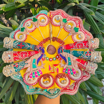 Diwali special shubh laabh cone and light dress for laddu gopal ji with pagdi and choli