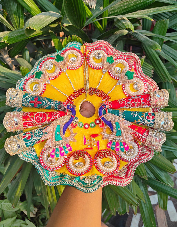 Diwali special shubh laabh cone and light dress for laddu gopal ji with pagdi and choli