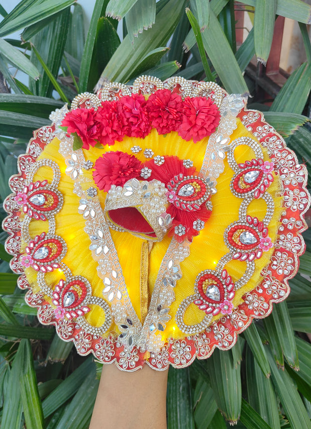 Diwali special yellow light dress for laddu gopal ji with pagdi and choli