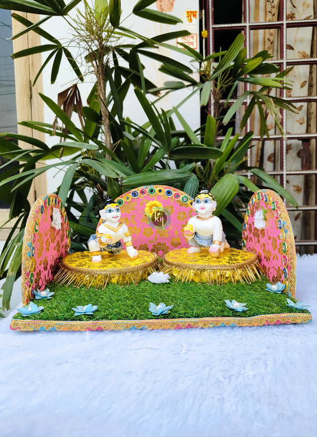 Park green maharaja singhasan double seat for laddu gopal ji (0-6 NUMBER)