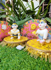 Park green maharaja singhasan double seat for laddu gopal ji (0-6 NUMBER)