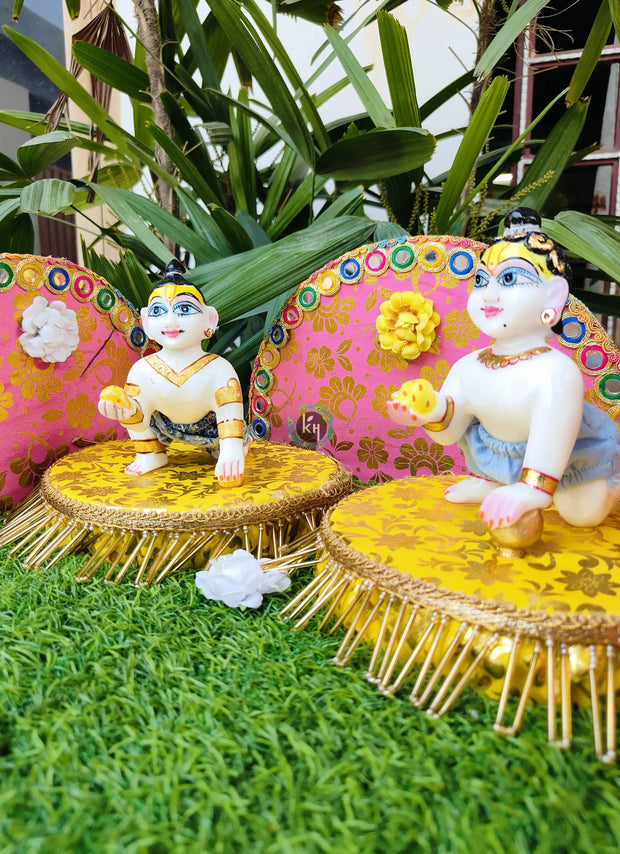 Park green maharaja singhasan double seat for laddu gopal ji (0-6 NUMBER)