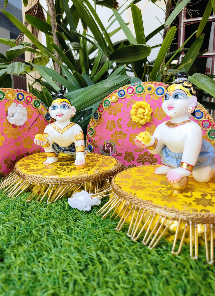 Park green maharaja singhasan double seat for laddu gopal ji (0-6 NUMBER)