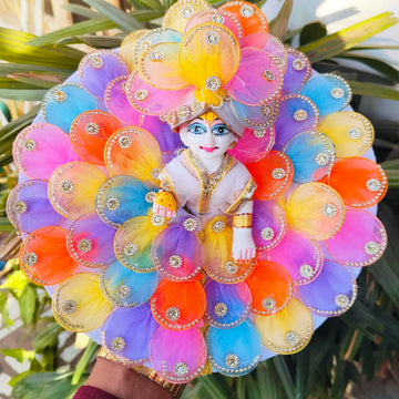 Multi color ring leaf dress for laddu gopal with pagdi and choli