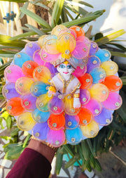 Multi color ring leaf dress for laddu gopal with pagdi and choli