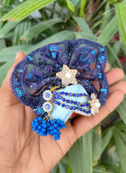 Navy blue full lace dress for laddu gopal ji with fancy pagdi and choli