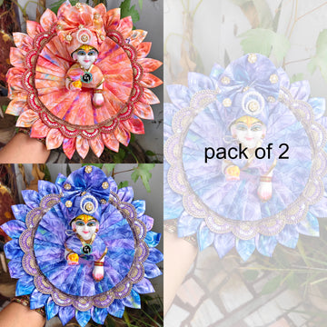 Fancy printed dress for laddu gopal ji with pagadi (pack of 2)
