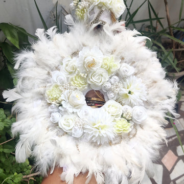 White flowers feather dress for laddu gopal ji with pagdi and choli