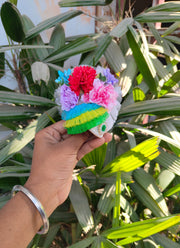 Holi special multicolour floral dress for laddu gopal with pagdi and choli