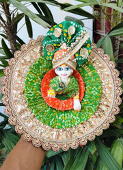 Double shade bhandej dress for laddu gopal ji with pagdi and choli