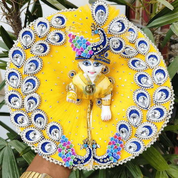 Yellow mor patch dress for laddu ji 