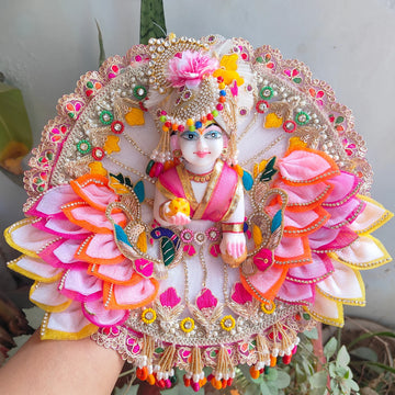 Holi special multicolour heavy dress for laddu gopal with pagdi and choli