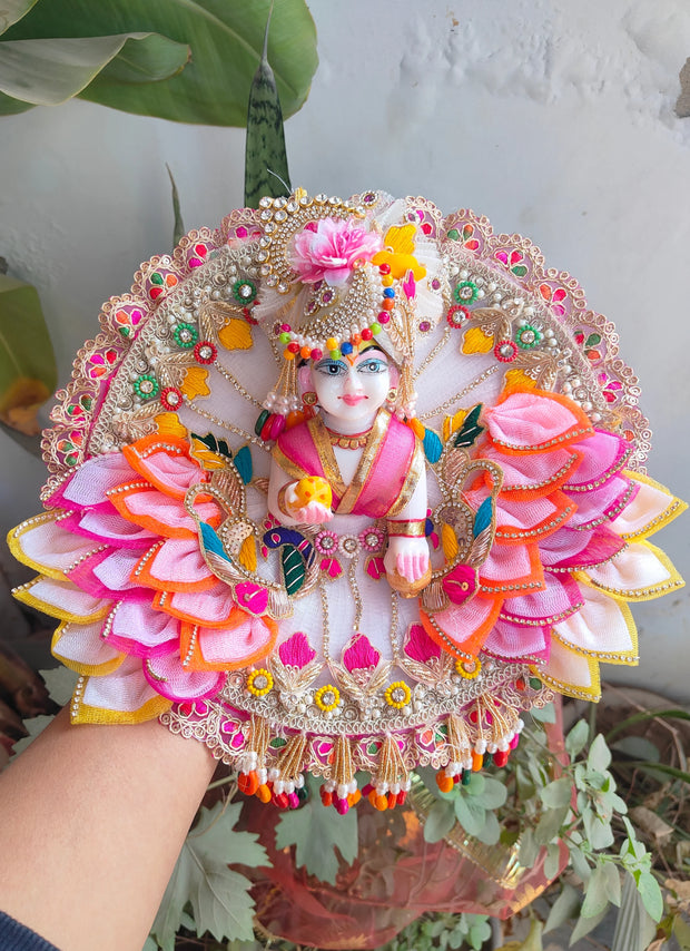 Holi special multicolour heavy dress for laddu gopal with pagdi and choli