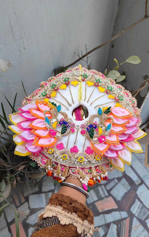 Holi special multicolour heavy dress for laddu gopal with pagdi and choli