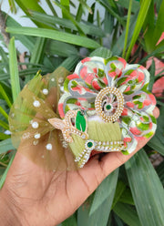 Fancy green dress for laddu gopal ji with pagdi and choli